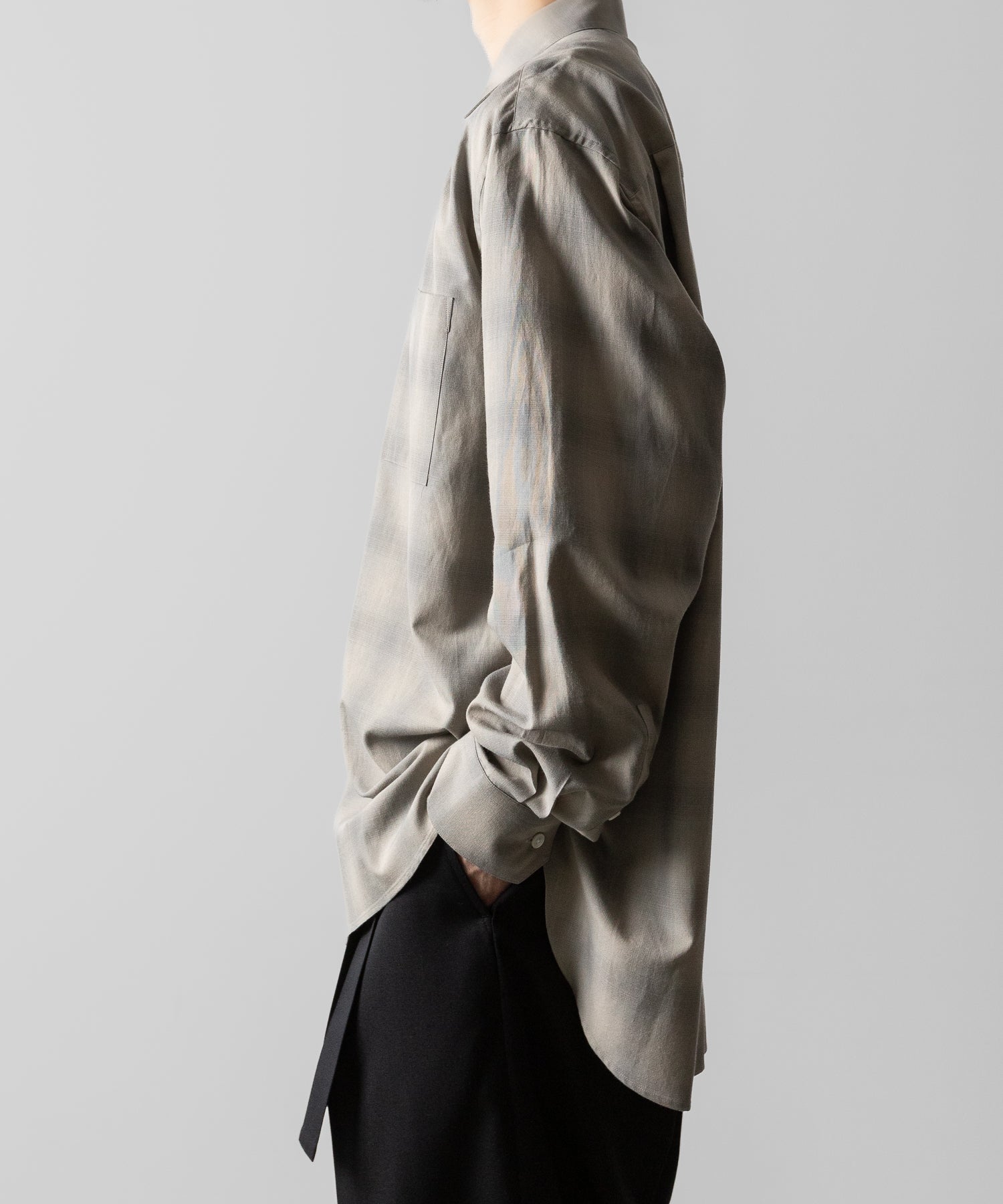 ssstein(シュタイン)のC/R CHECK OVERSIZED DOWN PAT SHIRT - TAUPE×GREY OMBREの公式通販サイトsession福岡セレクトショップ