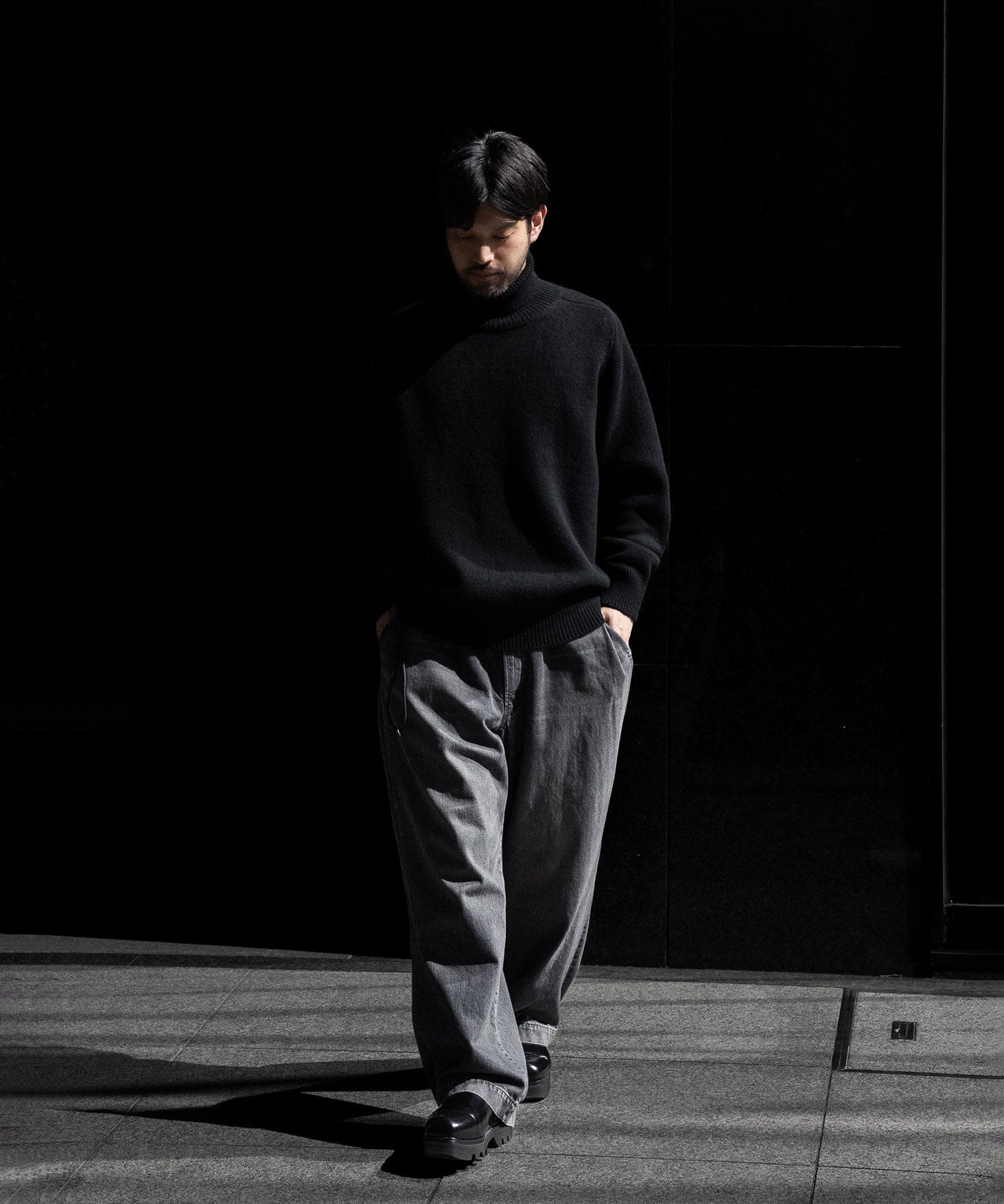 ANTHEM A アンセムエーのWASHED DENIM NO-BRAINER PANTSのBLACK 公式通販サイトsession福岡セレクトショップ