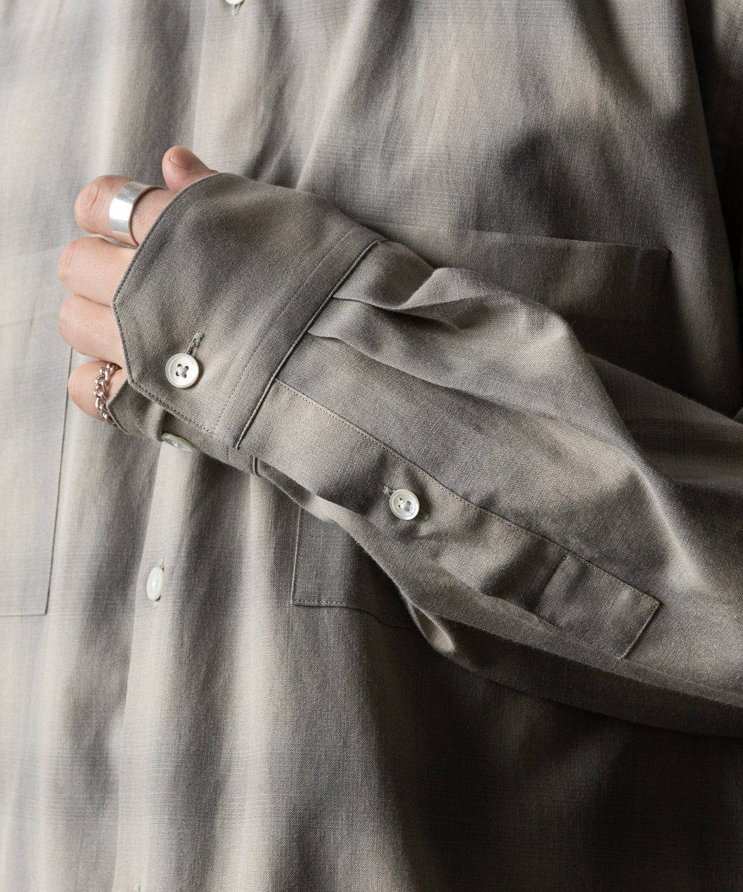 ssstein(シュタイン)のC/R CHECK OVERSIZED DOWN PAT SHIRT - TAUPE×GREY OMBREの公式通販サイトsession福岡セレクトショップ