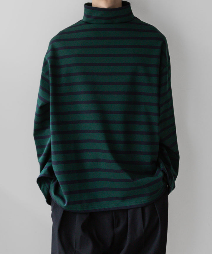 【INTÉRIM】インテリムのHYPER BIG SUVIN GIZA BASQUE HIGH NECK BORDER SHIRT - GREEN × BLACK sessionセッション福岡セレクトショップ 公式通販サイト