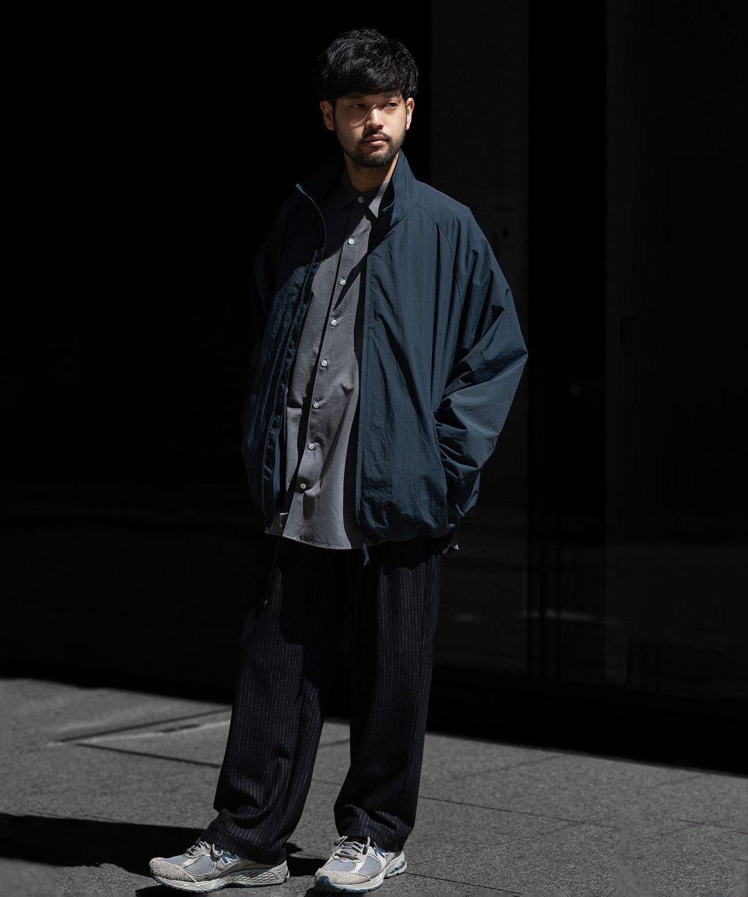 【KANEMASA PHIL.】HIGH GAUGE MILLED WOOL STRIPE EASY SLACKS - BLACK SP カネマサフィル sessionセッション福岡セレクトショップ 公式通販サイト