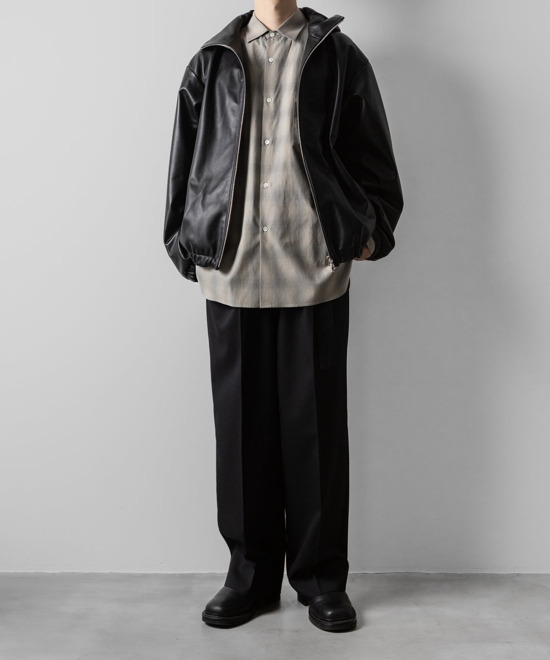 ssstein(シュタイン)のC/R CHECK OVERSIZED DOWN PAT SHIRT - TAUPE×GREY OMBREの公式通販サイトsession福岡セレクトショップ