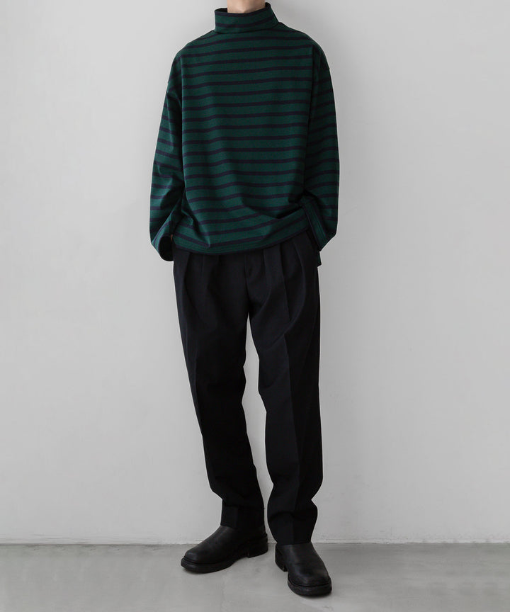 【INTÉRIM】インテリムのHYPER BIG SUVIN GIZA BASQUE HIGH NECK BORDER SHIRT - GREEN × BLACK sessionセッション福岡セレクトショップ 公式通販サイト