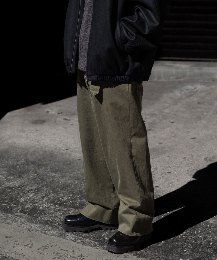 【INTÉRIM】   HEAVY PIMA TWILL  BELTED MIL BAGGY TROUSER - ARMY GREEN