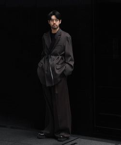 ssstein / シュタイン】OVERSIZED DOUBLE LAPELED JACKET - GREY KHAKI