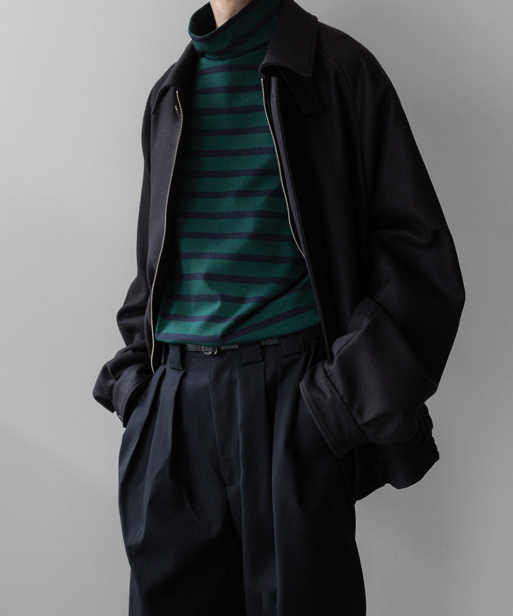 【INTÉRIM】インテリムのHYPER BIG SUVIN GIZA BASQUE HIGH NECK BORDER SHIRT - GREEN × BLACK sessionセッション福岡セレクトショップ 公式通販サイト