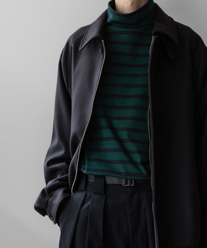【INTÉRIM】インテリムのHYPER BIG SUVIN GIZA BASQUE HIGH NECK BORDER SHIRT - GREEN × BLACK sessionセッション福岡セレクトショップ 公式通販サイト