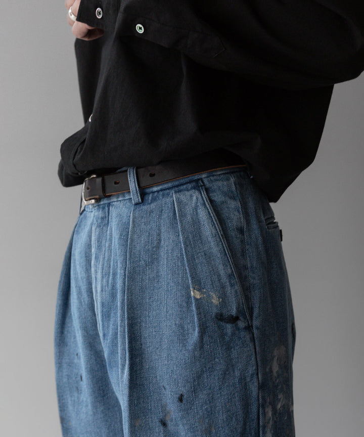 INTÉRIM - インテリムのMILK PAINT USED DENIM 2-TUCK STRAIGHT SLACKS - PU.NAVY公式通販サイトsession福岡セレクトショップ