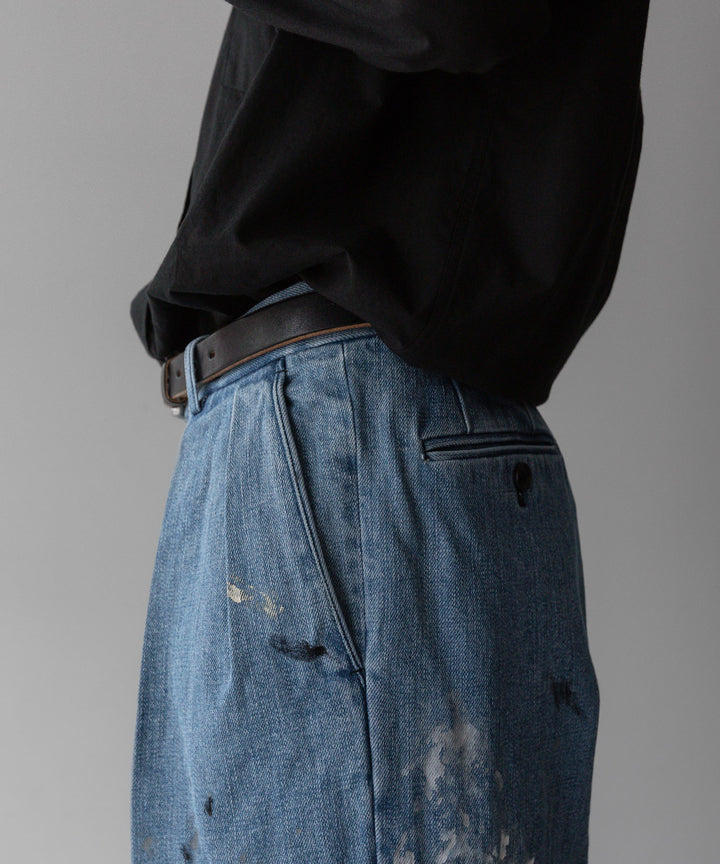 INTÉRIM - インテリムのMILK PAINT USED DENIM 2-TUCK STRAIGHT SLACKS - PU.NAVY公式通販サイトsession福岡セレクトショップ