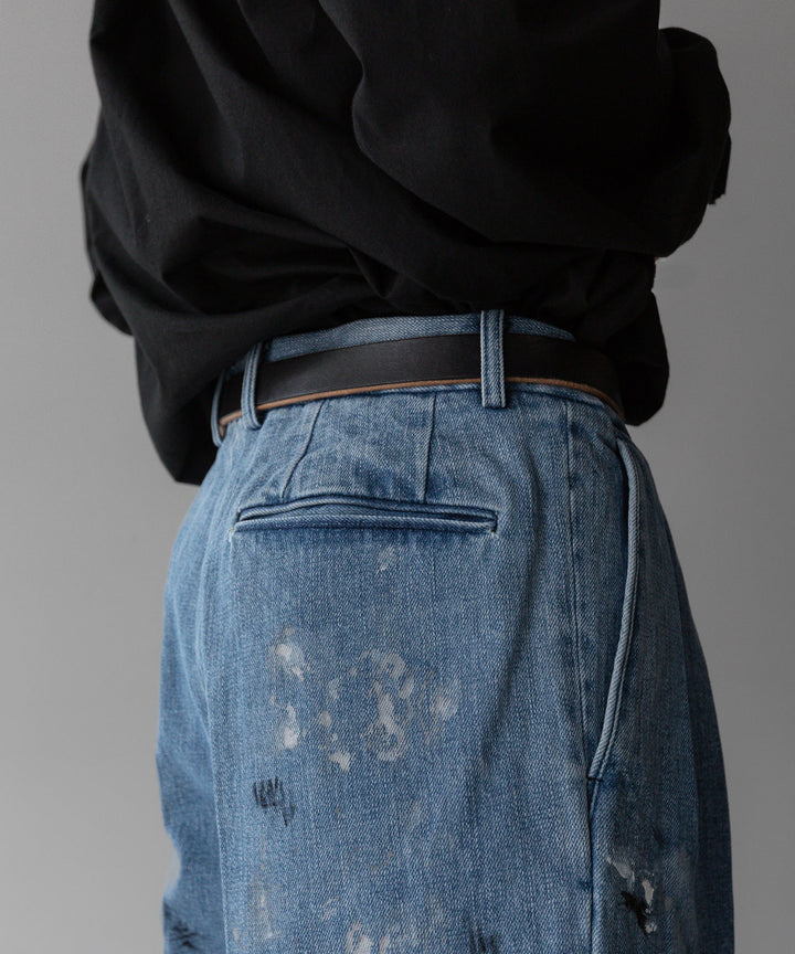 INTÉRIM - インテリムのMILK PAINT USED DENIM 2-TUCK STRAIGHT SLACKS - PU.NAVY公式通販サイトsession福岡セレクトショップ