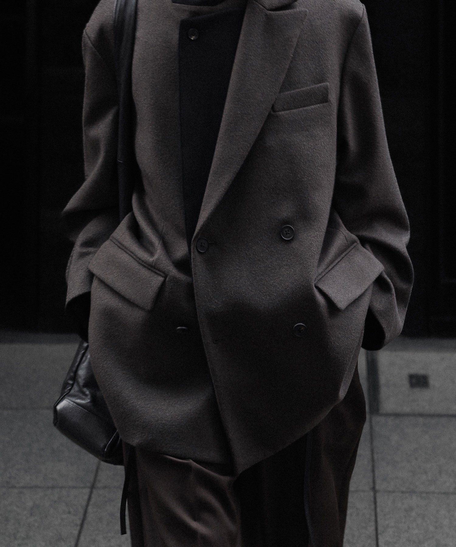 ssstein / シュタイン】OVERSIZED DOUBLE LAPELED JACKET - GREY KHAKI