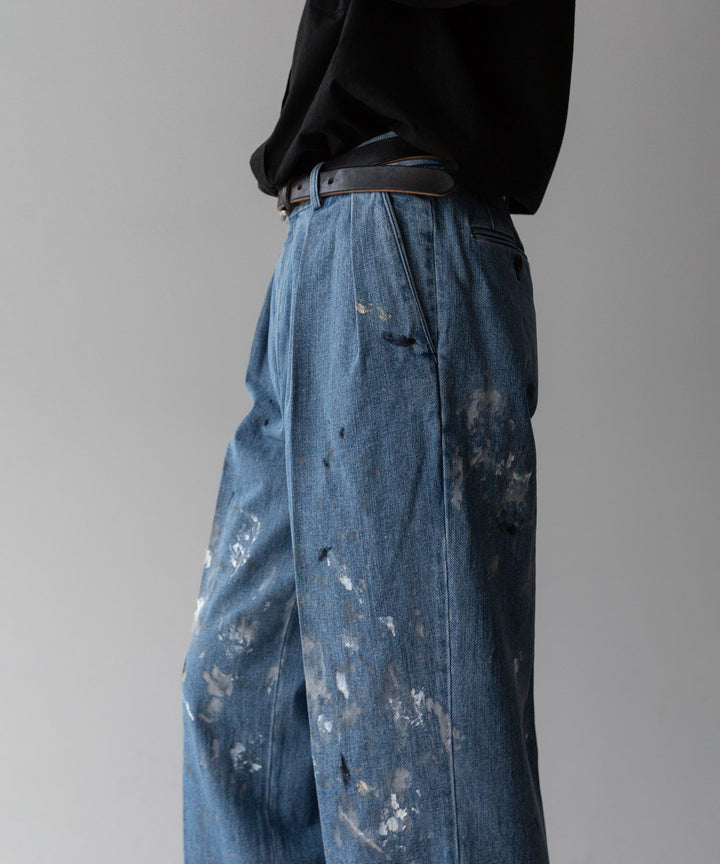 INTÉRIM - インテリムのMILK PAINT USED DENIM 2-TUCK STRAIGHT SLACKS - PU.NAVY公式通販サイトsession福岡セレクトショップ