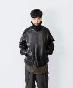 ANTHEM A / アンセムエー】LAMB LEATHER MILITARY BLOUSON - BLACK