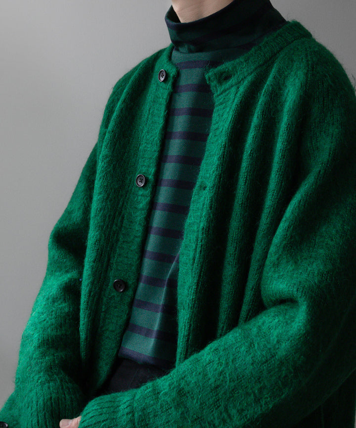 【INTÉRIM】インテリムのHYPER BIG SUVIN GIZA BASQUE HIGH NECK BORDER SHIRT - GREEN × BLACK sessionセッション福岡セレクトショップ 公式通販サイト