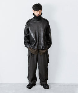 ANTHEM A / アンセムエー】LAMB LEATHER MILITARY BLOUSON - BLACK