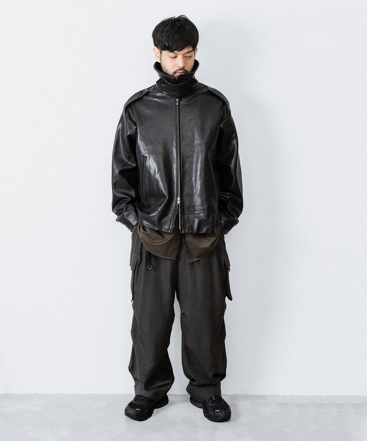【ANTHEM A】PIGMENT AND DYE NO-BRAINER CARGO PANTS - DUSTY BLACK