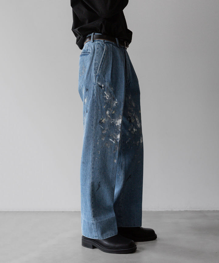 INTÉRIM - インテリムのMILK PAINT USED DENIM 2-TUCK STRAIGHT SLACKS - PU.NAVY公式通販サイトsession福岡セレクトショップ