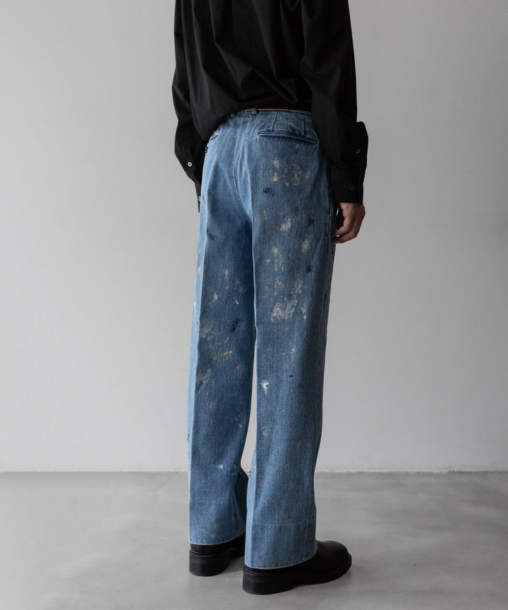 INTÉRIM - インテリムのMILK PAINT USED DENIM 2-TUCK STRAIGHT SLACKS - PU.NAVY公式通販サイトsession福岡セレクトショップ