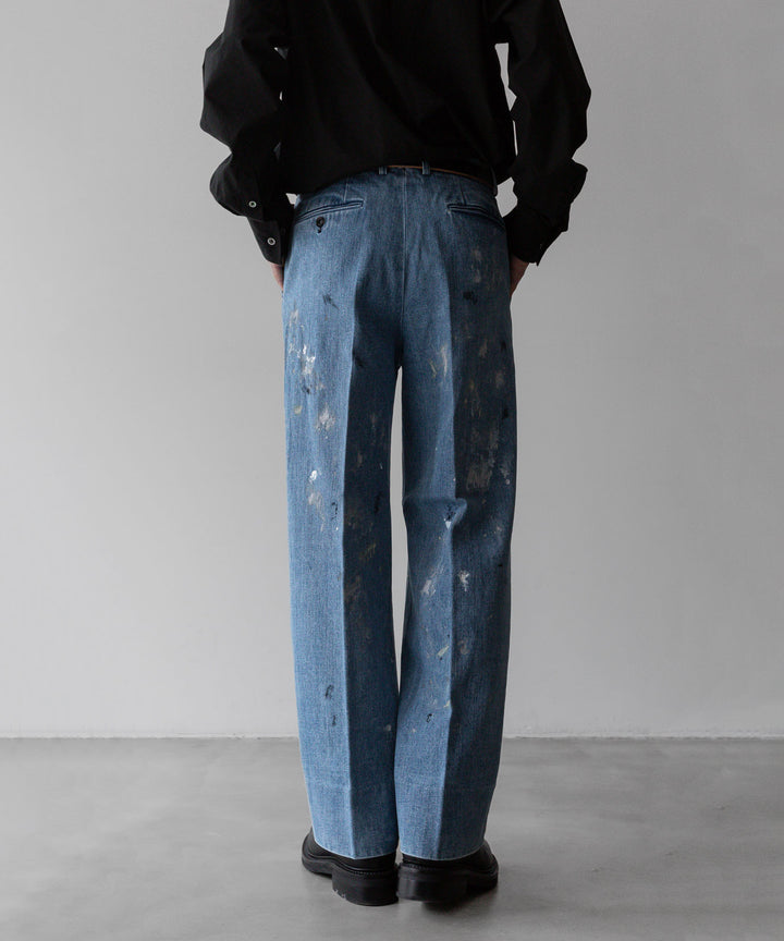 INTÉRIM - インテリムのMILK PAINT USED DENIM 2-TUCK STRAIGHT SLACKS - PU.NAVY公式通販サイトsession福岡セレクトショップ