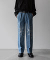 【INTÉRIM】MILK PAINT USED DENIM 2-TUCK STRAIGHT SLACKS - PU.NAVY