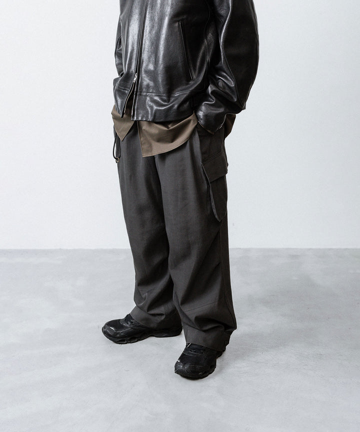 【ANTHEM A】PIGMENT AND DYE NO-BRAINER CARGO PANTS - DUSTY BLACK