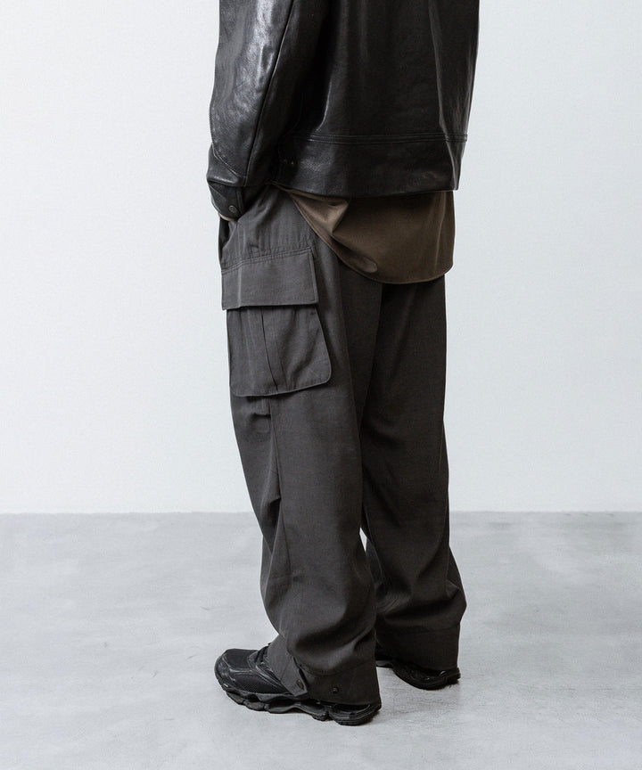 【ANTHEM A】PIGMENT AND DYE NO-BRAINER CARGO PANTS - DUSTY BLACK