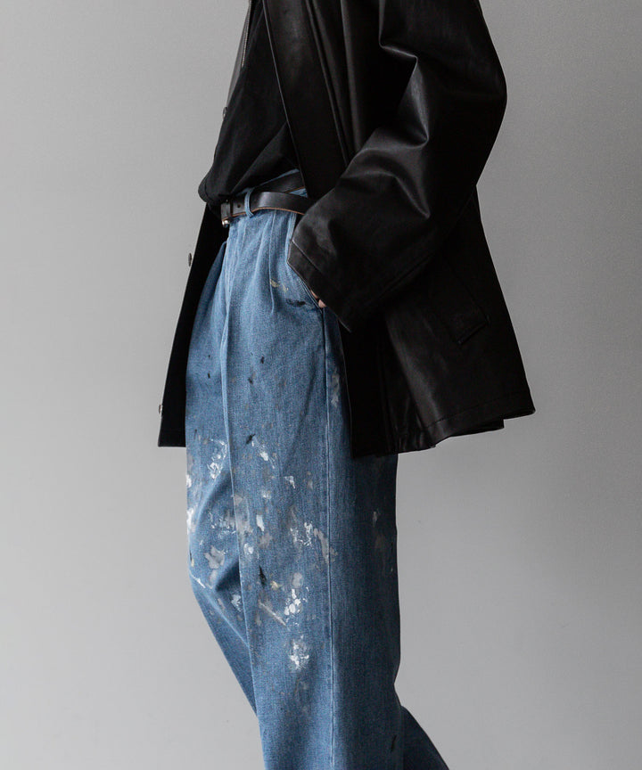 INTÉRIM - インテリムのMILK PAINT USED DENIM 2-TUCK STRAIGHT SLACKS - PU.NAVY公式通販サイトsession福岡セレクトショップ