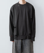 画像をギャラリービューアに読み込む, 【CODA】DARK GREY WASHED DESTROYED SWEATSHIRT - GREY WASH
