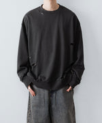 画像をギャラリービューアに読み込む, 【CODA】DARK GREY WASHED DESTROYED SWEATSHIRT - GREY WASH
