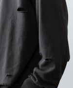 画像をギャラリービューアに読み込む, 【CODA】DARK GREY WASHED DESTROYED SWEATSHIRT - GREY WASH
