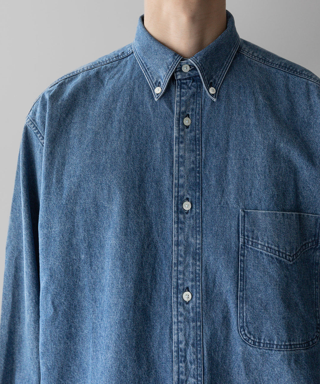 【INTÉRIM インテリム 90’S FIT UK HEAVY USED DENIM BUTTON DOWN SHIRT - U.NAVY sessionセッション福岡セレクトショップ 公式通販サイト