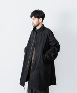 ANTHEM A / アンセムエー】NYLON COTTON MILITARY OVER COAT - BLACK