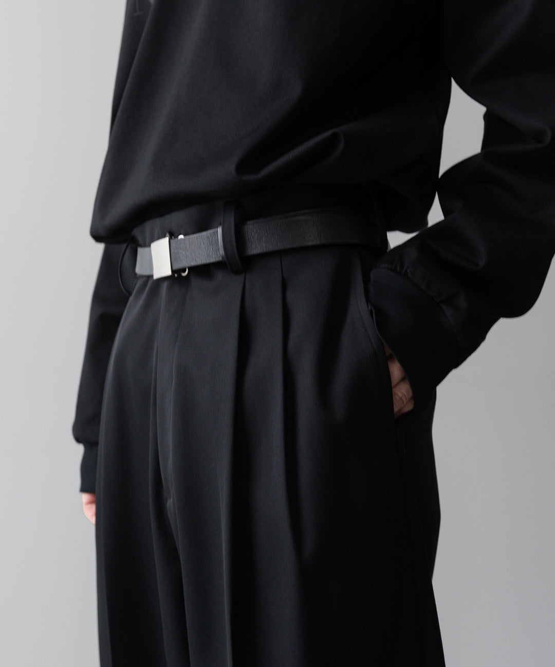 ssstein(シュタイン)の24AWコレクション LONG WIDE TROUSERS (2/90 WOOL GABARDINE) - BLACK 公式通販サイトsession福岡セレクトショップ