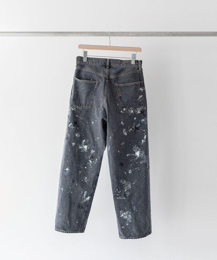 【INTÉRIM】MILK PAINT 40’S MIL BAGGY ZIPPED USED SHUTTLE DENIM TROUSERS - P.U.BLACK