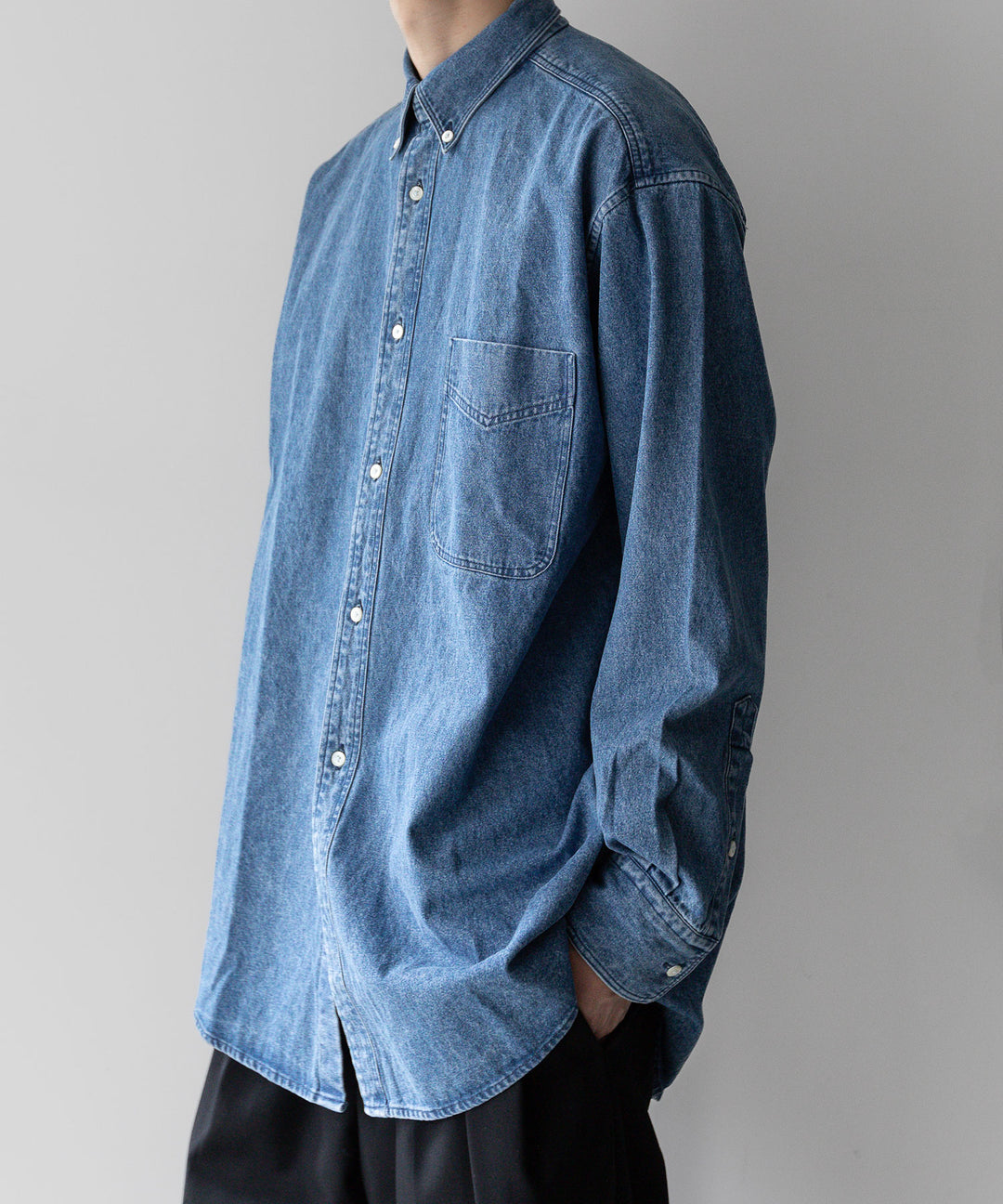 【INTÉRIM インテリム 90’S FIT UK HEAVY USED DENIM BUTTON DOWN SHIRT - U.NAVY sessionセッション福岡セレクトショップ 公式通販サイト