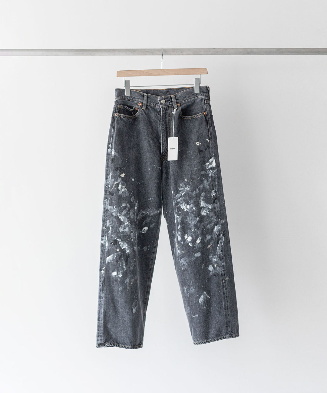【INTÉRIM】MILK PAINT 40’S MIL BAGGY ZIPPED USED SHUTTLE DENIM TROUSERS - P.U.BLACK