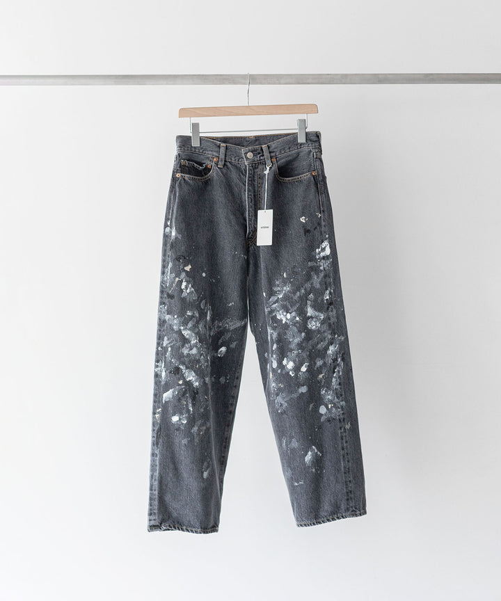 【INTÉRIM】MILK PAINT 40’S MIL BAGGY ZIPPED USED SHUTTLE DENIM TROUSERS - P.U.BLACK