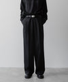 【ssstein】LONG WIDE TROUSERS (2/90 WOOL GABARDINE) - BLACK