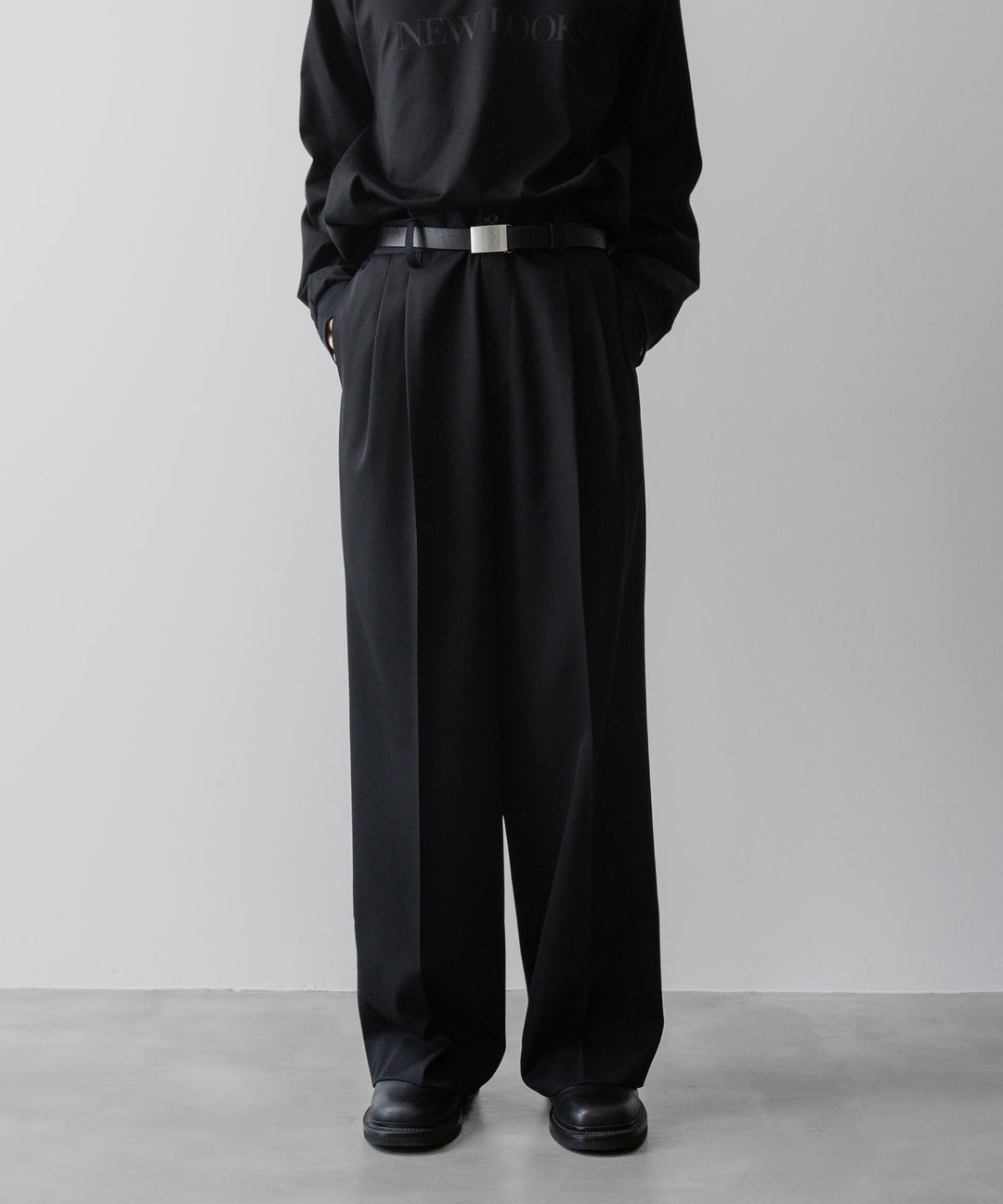 ssstein(シュタイン)の24AWコレクション LONG WIDE TROUSERS (2/90 WOOL GABARDINE) - BLACK 公式通販サイトsession福岡セレクトショップ