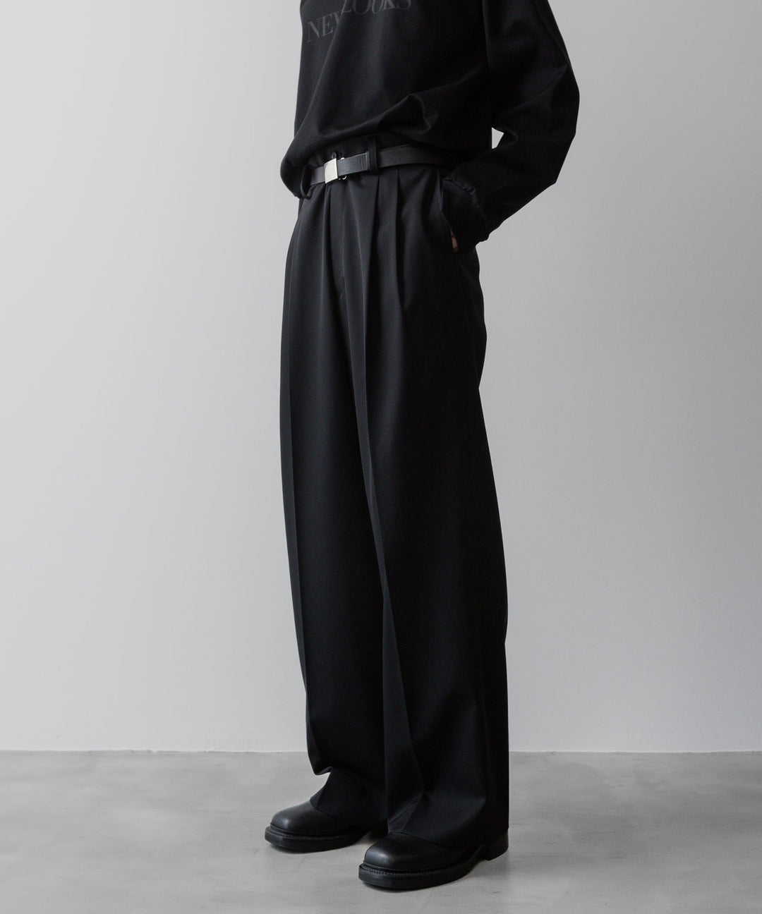 ssstein(シュタイン)の24AWコレクション LONG WIDE TROUSERS (2/90 WOOL GABARDINE) - BLACK 公式通販サイトsession福岡セレクトショップ