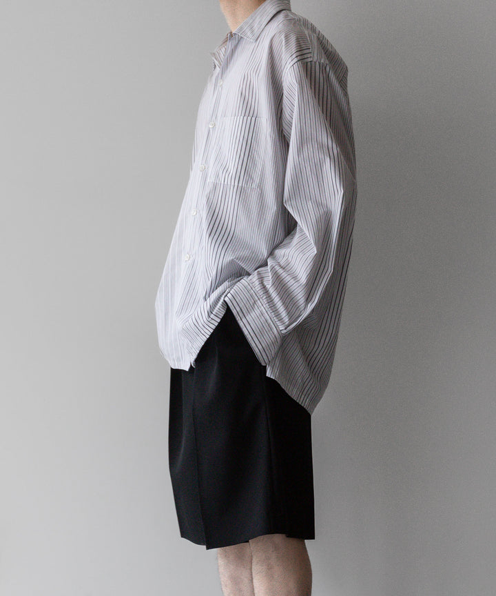 INTÉRIM - インテリムのPURE BLACK WOOL GABARDINE WIDE SLACKS SHORTSの BLACK公式通販サイトsession福岡セレクトショップ