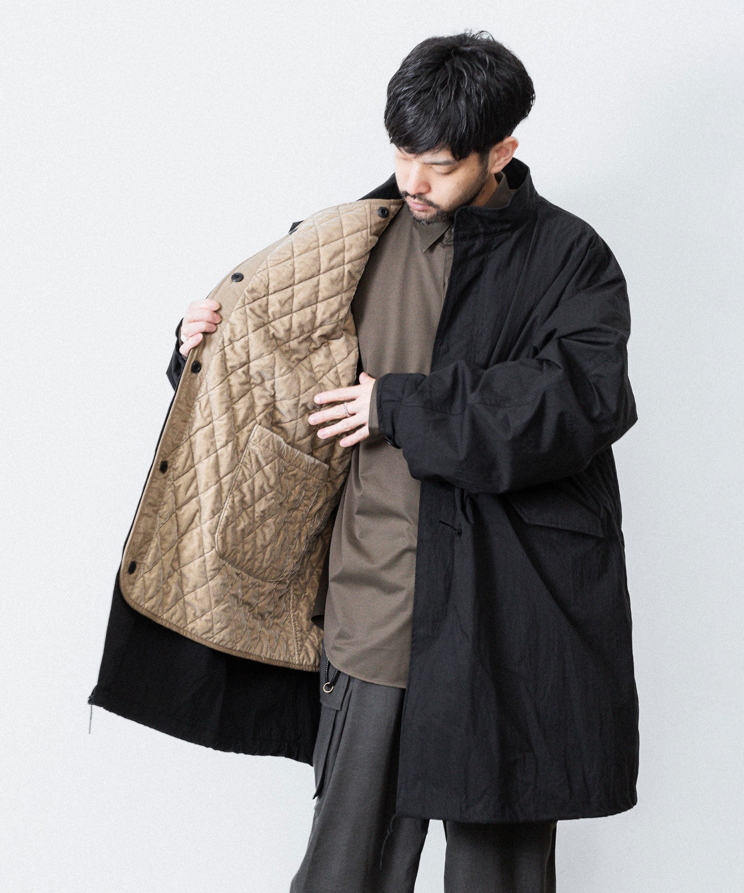 ANTHEM A アンセムエー NYLON COTTON MILITARY OVER COATのBLACK公式通販サイトsession福岡セレクトショップ