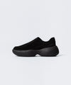 【 VEIN 】COW LEATHER NUBUCK OVAL SOLE  TRAINER - BLACK