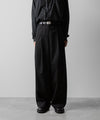 【ssstein】OVERTUCKED EXTRA WIDE TROUSERS(2/72 WOOL GABARDINE) - BLACK