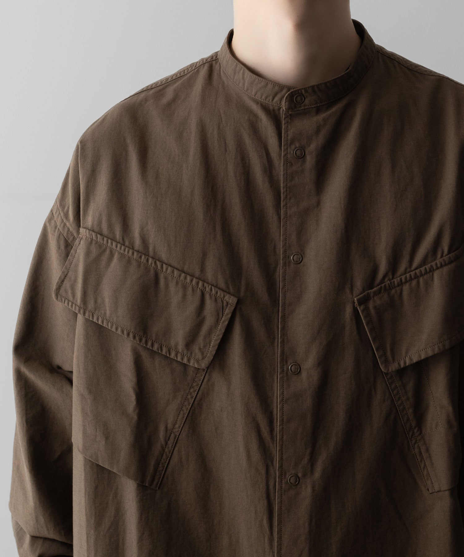 NEITHERS ネイダースのROASTER BAND COLLAR SHIRT JACKET - BROWNの公式通販サイトsession福岡セレクトショップ