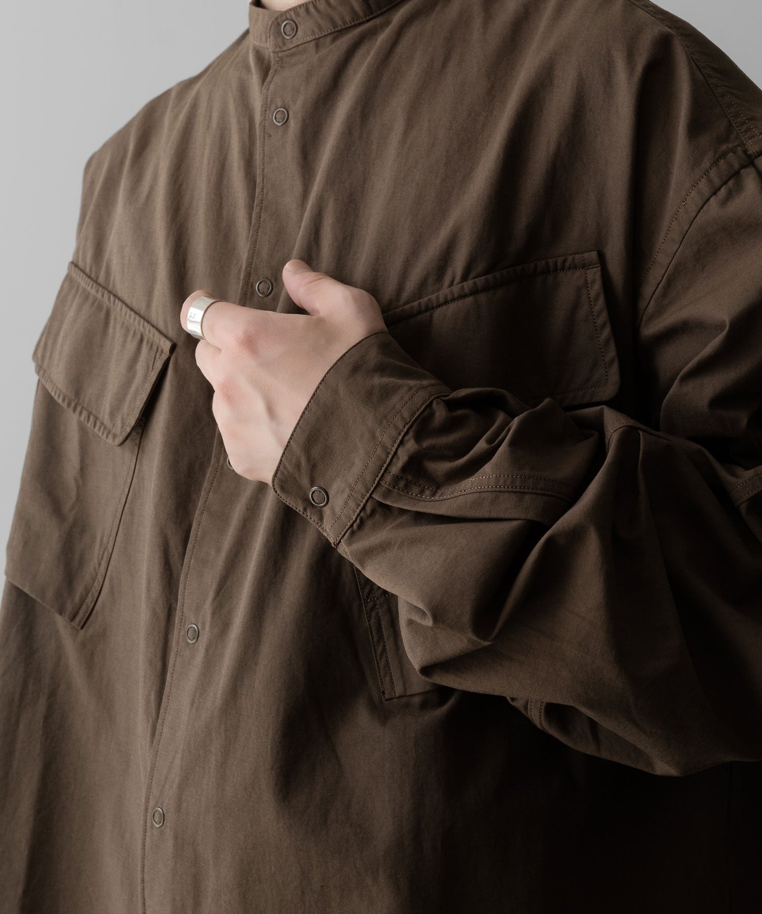 NEITHERS ネイダースのROASTER BAND COLLAR SHIRT JACKET - BROWNの公式通販サイトsession福岡セレクトショップ