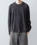 画像をギャラリービューアに読み込む, 【CODA】FADED BLACK AGING DAMAGED LONG SLEEVE WAFFLE TOPS - FADED BLACK
