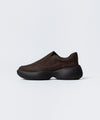 【 VEIN 】COW LEATHER NUBUCK OVAL SOLE  TRAINER - BROWN