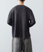 画像をギャラリービューアに読み込む, 【CODA】FADED BLACK AGING DAMAGED LONG SLEEVE WAFFLE TOPS - FADED BLACK
