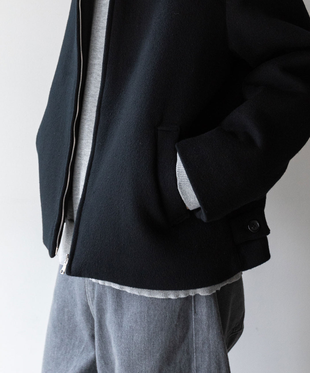 INTÉRIM インテリム 23AW LIMITED DOUBLE FACE CASHMERE HARRINGTON JACKET - BLACK sessionセッション福岡セレクトショップ 公式通販サイト